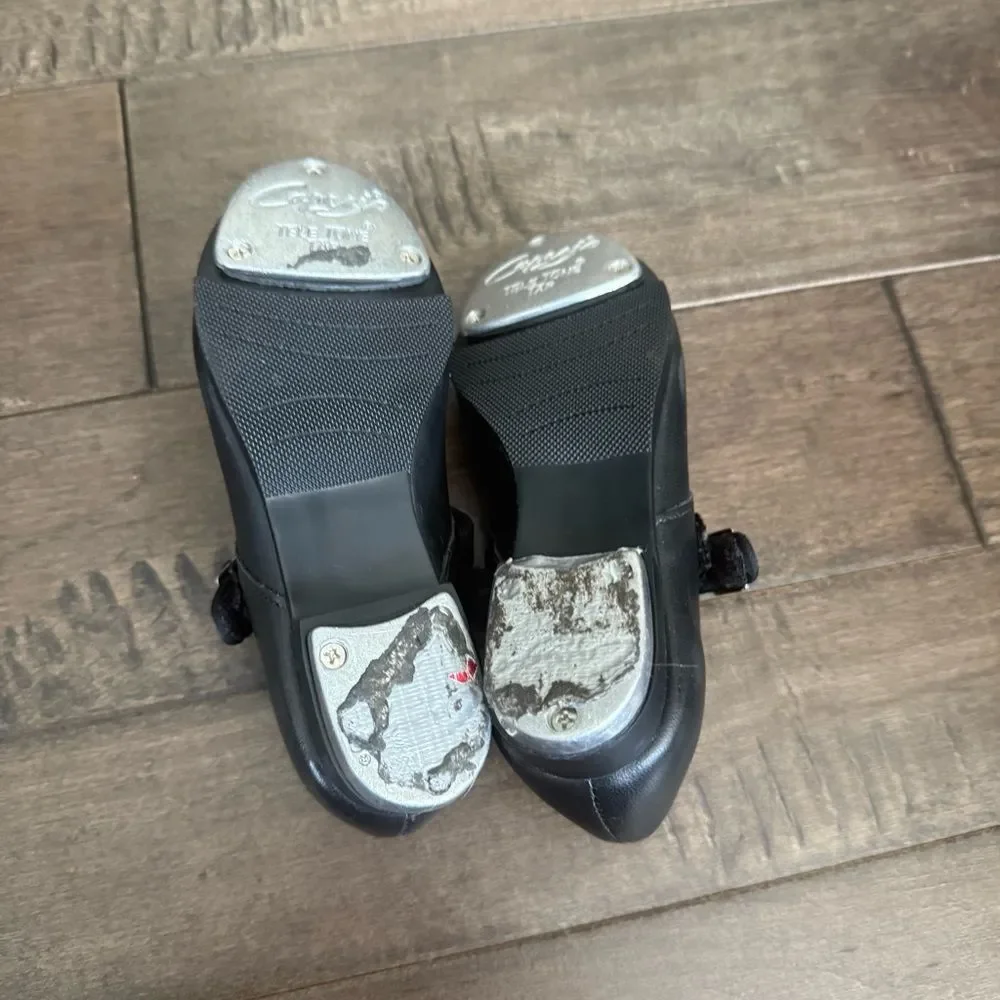 Capezio Tap Shoes Leather Dance Black Mary Jane Kids 11 Girls